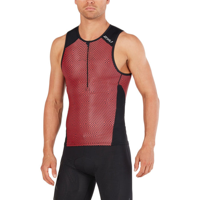 2XU Perform Tri Singlet, Herren, schwarz/rot