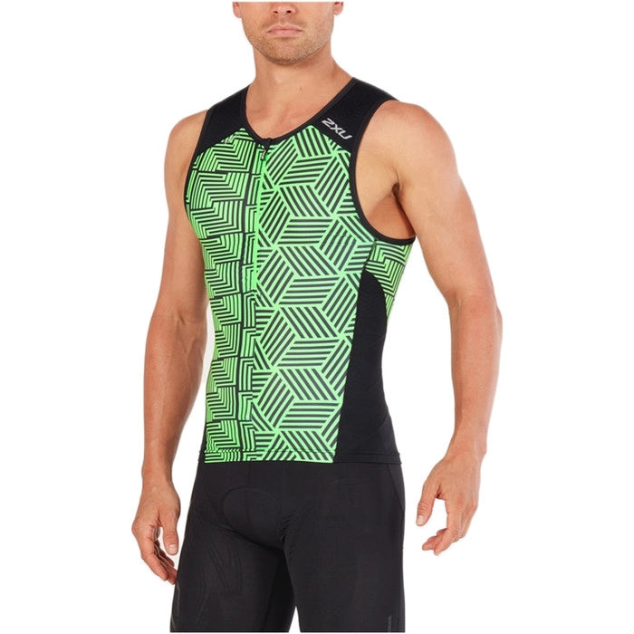 2XU Perform Tri Singlet, Herren, schwarz/neongrün