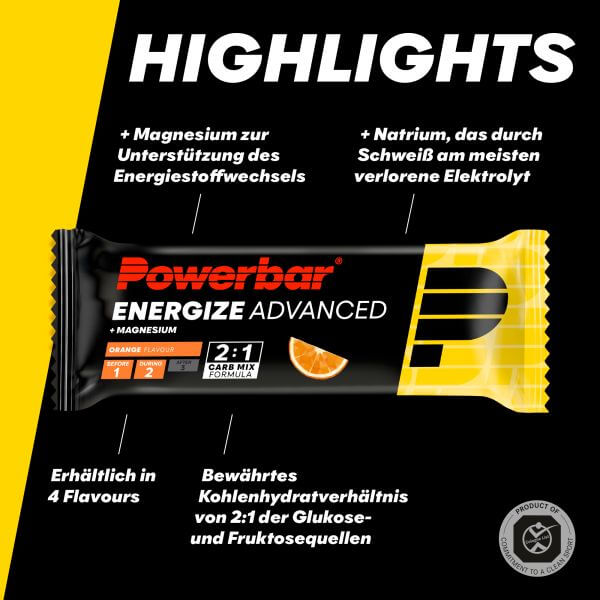Powerbar Energize Advanced Riegel, Orange, 55g