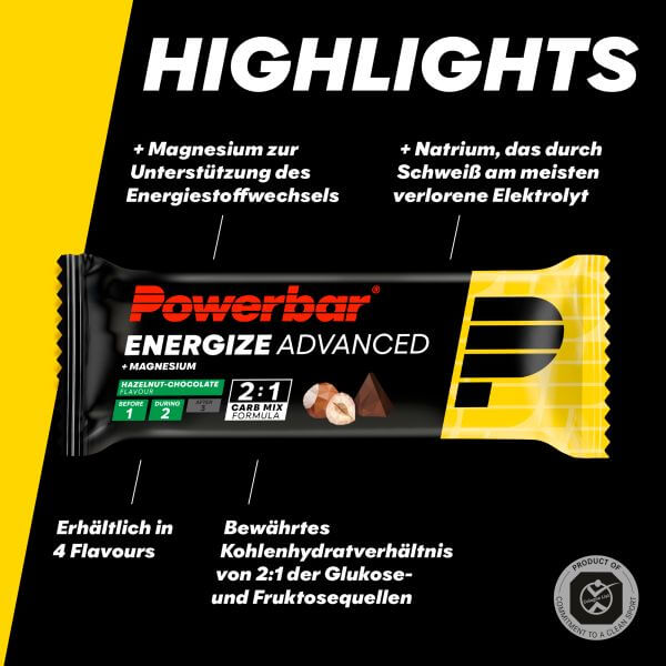 Powerbar Energize Advanced Riegel, Haselnuss/Schokolade, 55g