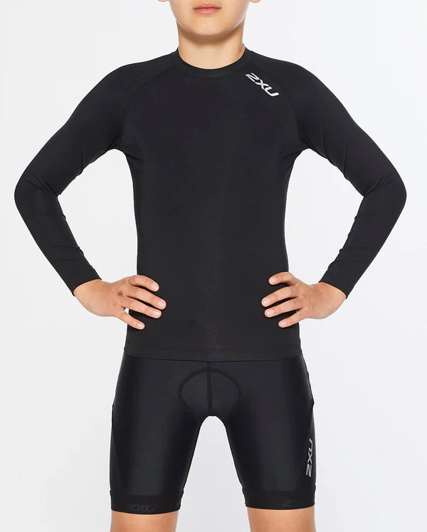 2XU Core Youth Compression Longsleeve, Kinder, Black/Silver