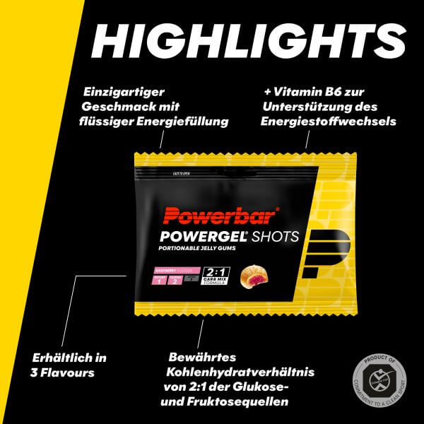 Powerbar Powergel Shots, Himbeere, 60 g, MHD 11/25