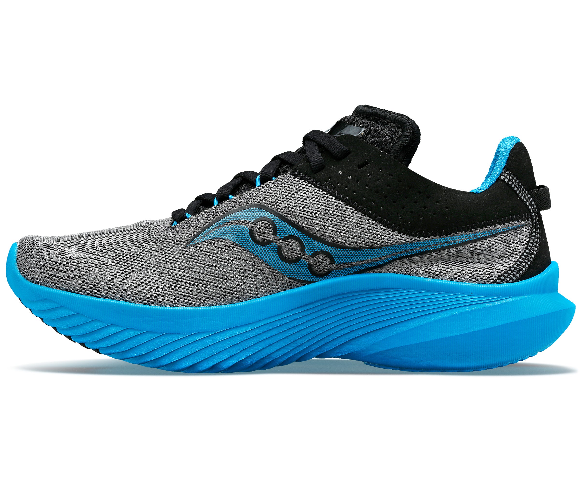 Saucony Kinvara 14, Damen, echo pewter, blau/schwarz reflektierend