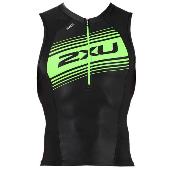 2XU Compression Tri Singlet, Herren, schwarz/grün