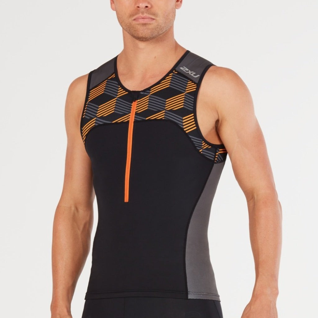 2XU Active Tri Singlet, Herren, schwarz/orange