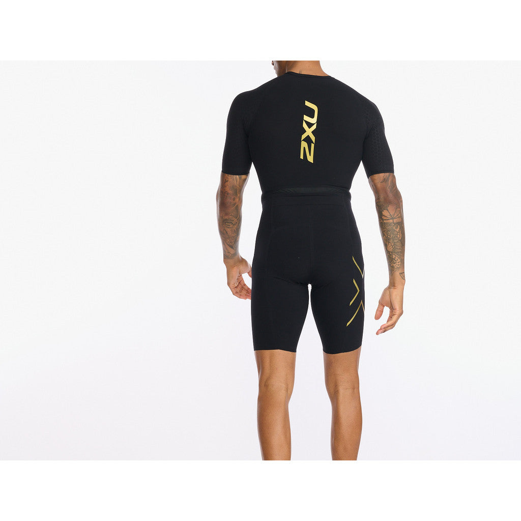 2XU Light Speed Tech Sleeved Trisuit, Herren, black/gold, schwarz gold