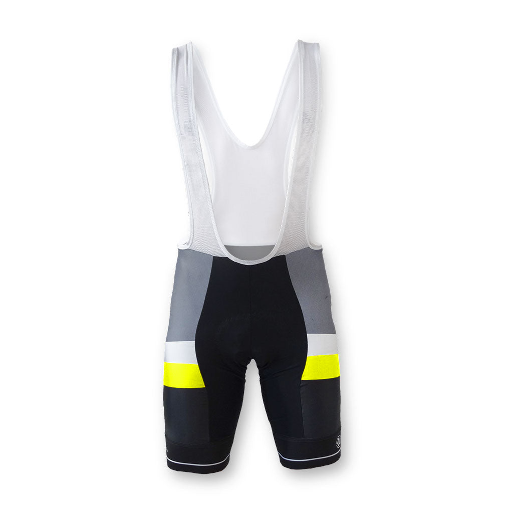 triathlon.de Elite Bib Short, Rad-Trägerhose, Herren, schwarz/grau/gelb