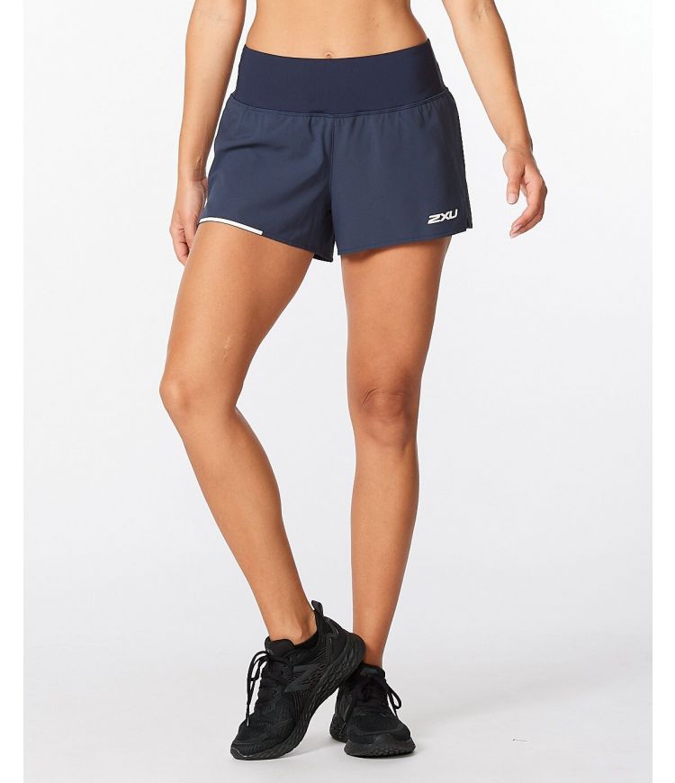 2XU Aero 2-in-1 3 inch Short, Laufshort, Damen, Moonlight/silber reflektierend