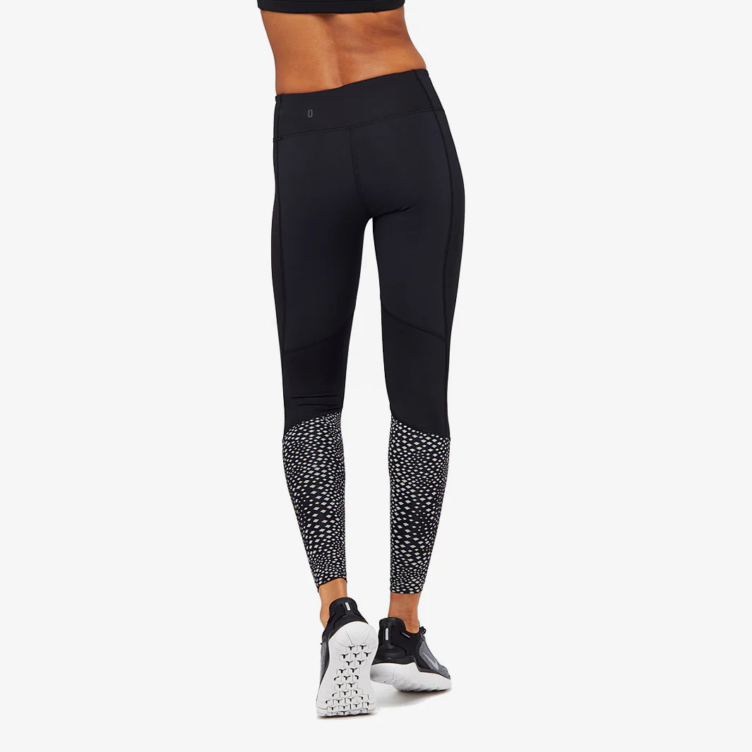 2XU Reflect Run Mid-Rise Compression Tights with Back Storage, Damen, Black/Silver Reflective