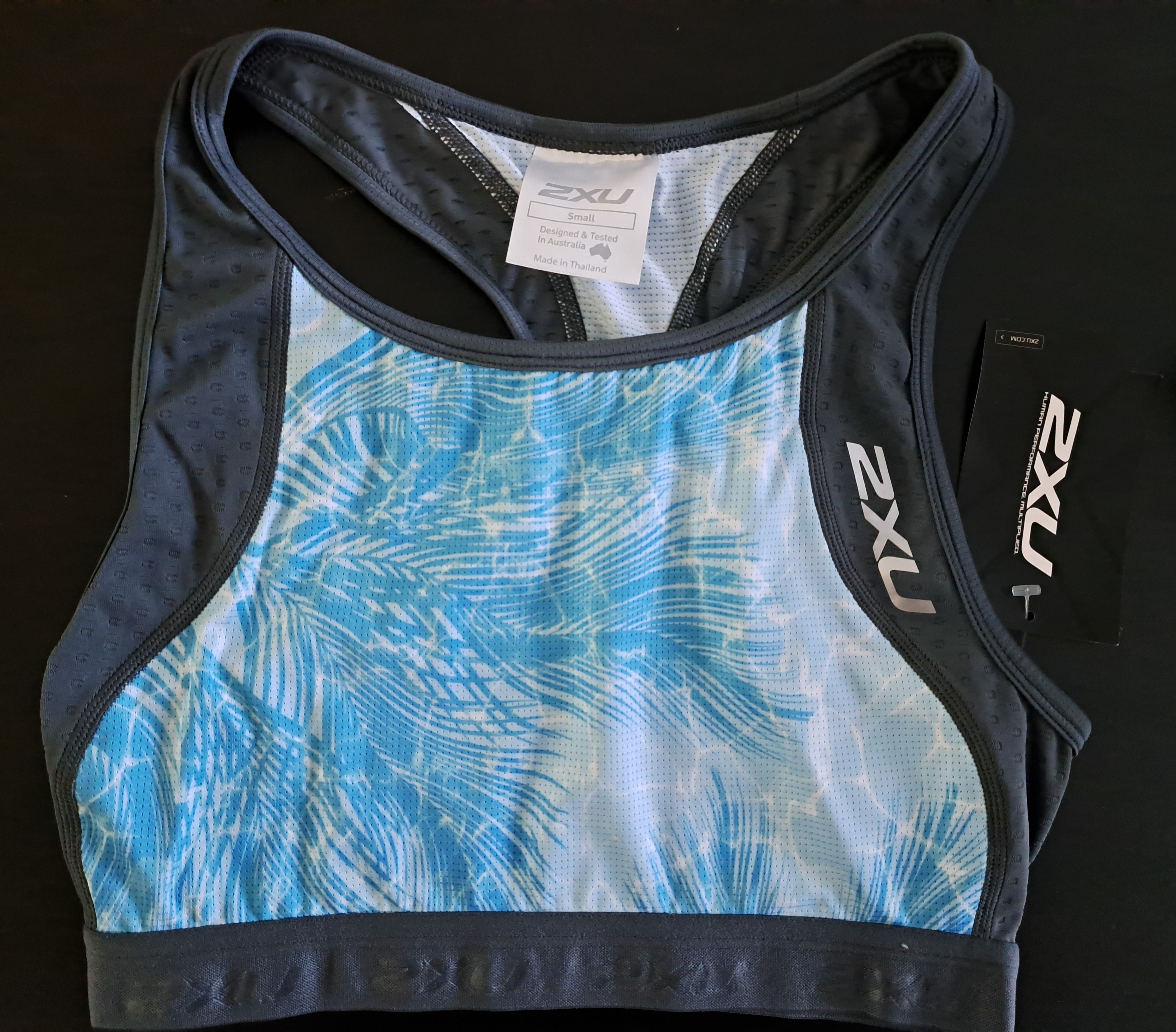 2XU Perform Tri Crop, Damen, Turbulence/Aqua Mirage