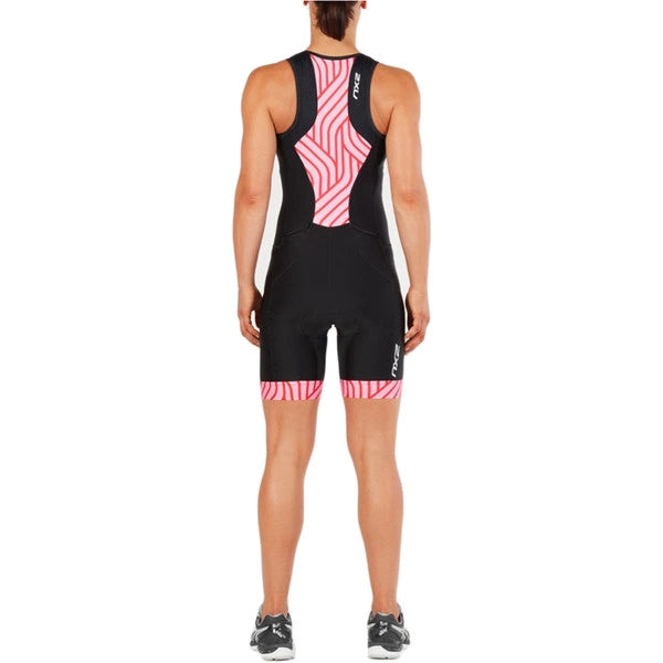 2XU Perform Front Zip Trisuit, Damen, schwarz/rosa