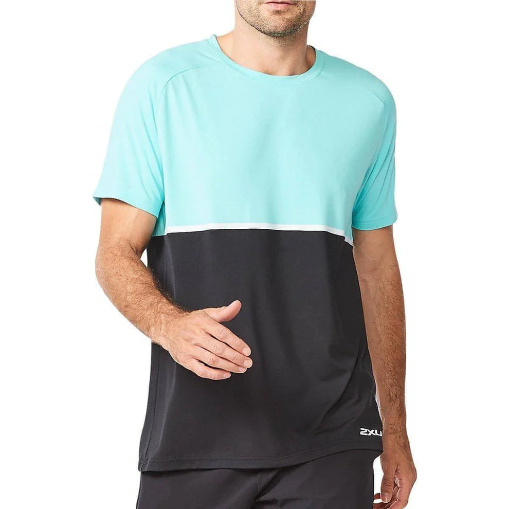 2XU Motion Colour Block Tee, Herren, arktisblau/schwarz