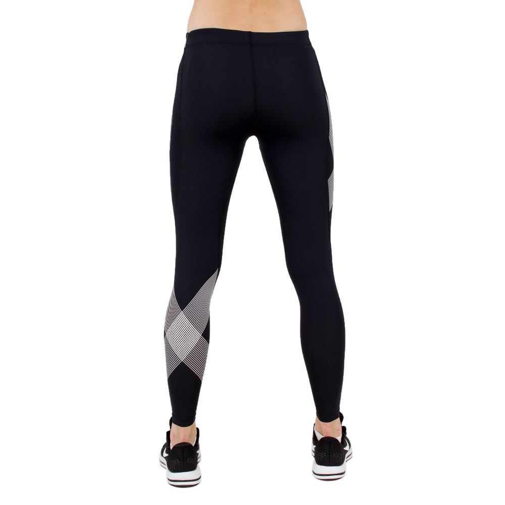 2XU Core Compression Tights, Laufhose, Damen, Black/Striped White