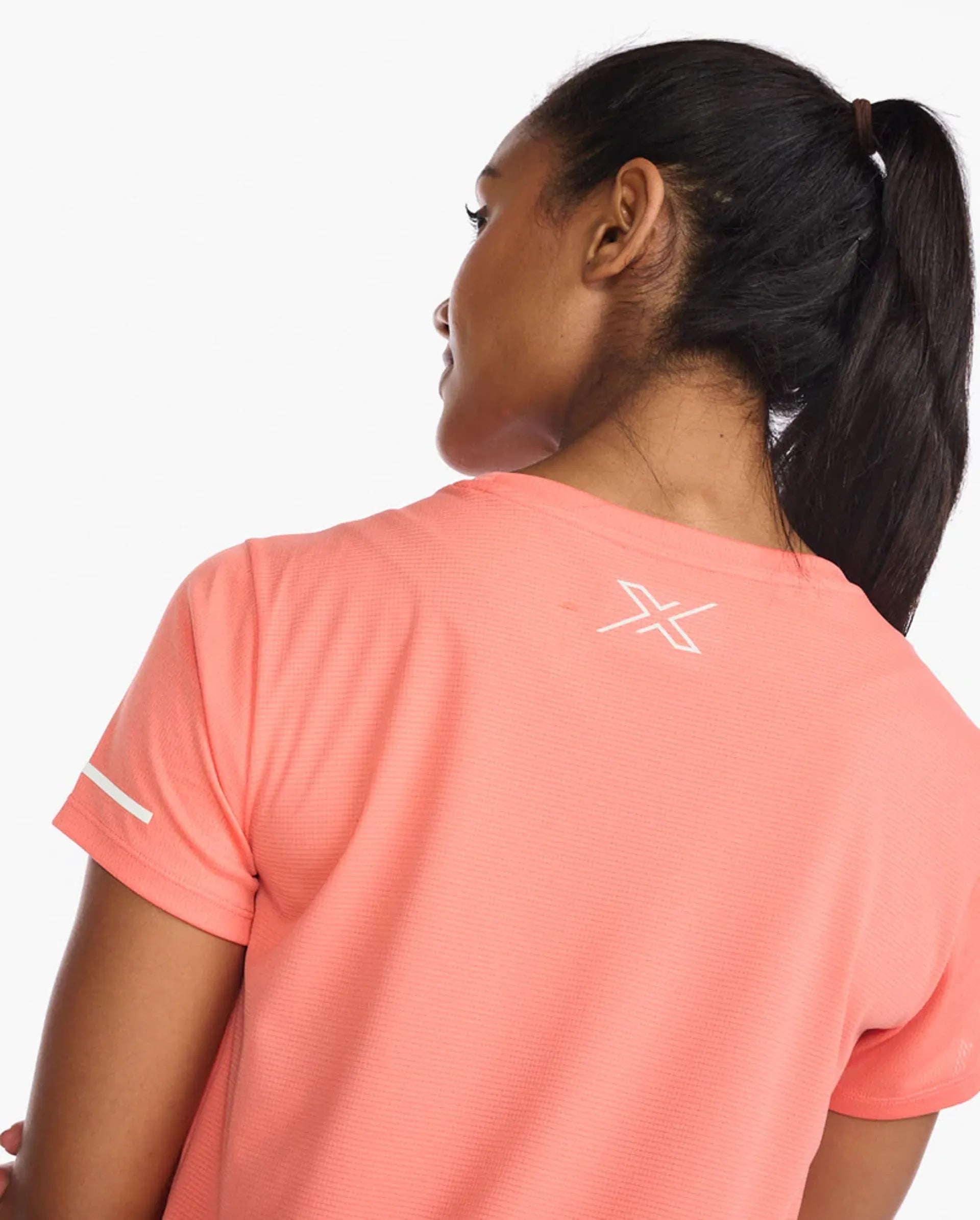 2XU Aero Tee, Laufshirt, Damen, Hyper Coral/White Reflective