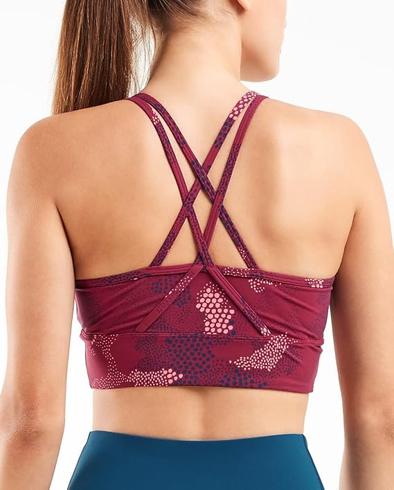 2XU Active Longline LowImpact Crop, Damen, Bordeau/Muster