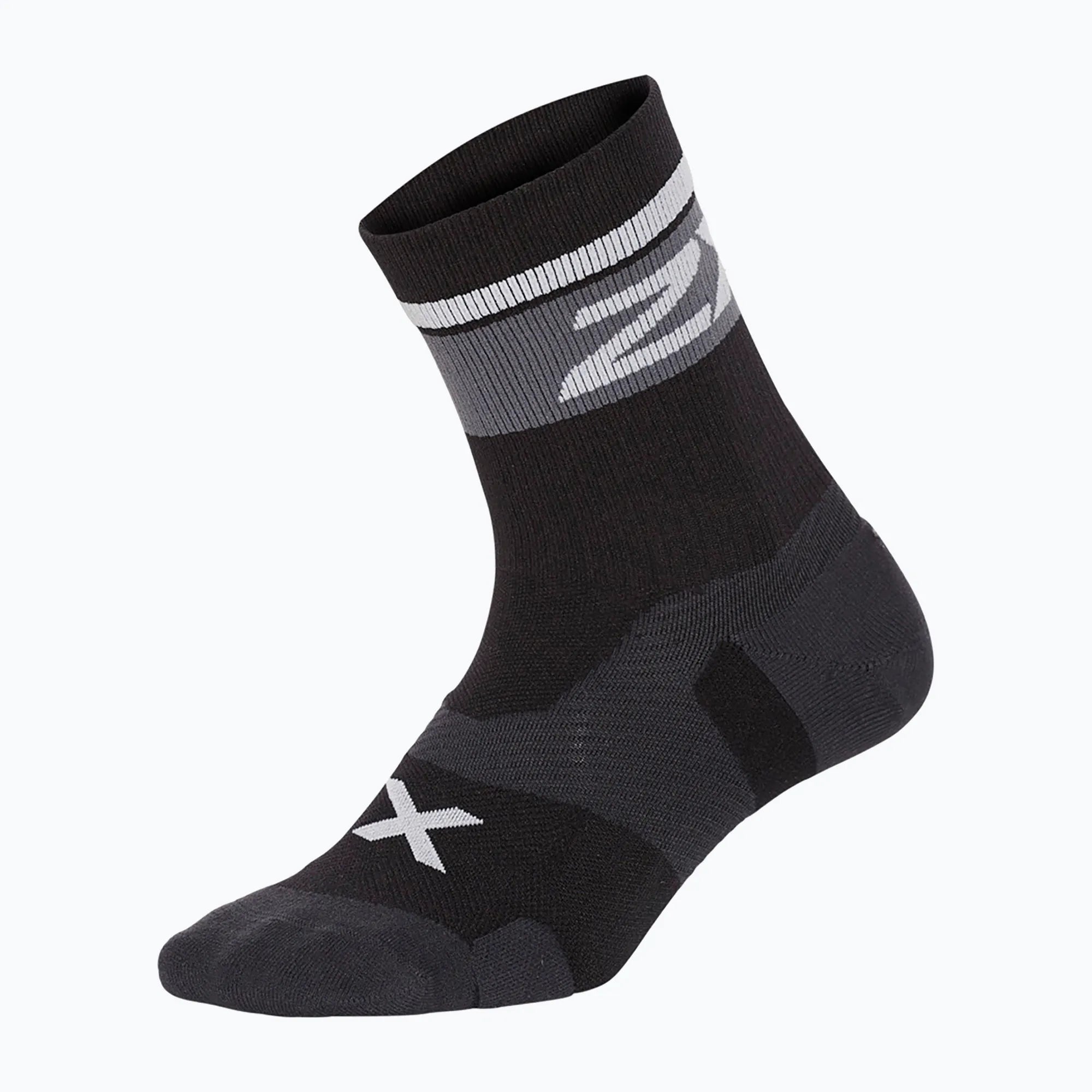 2XU VECTR Cushion Crew Socks, Black/White