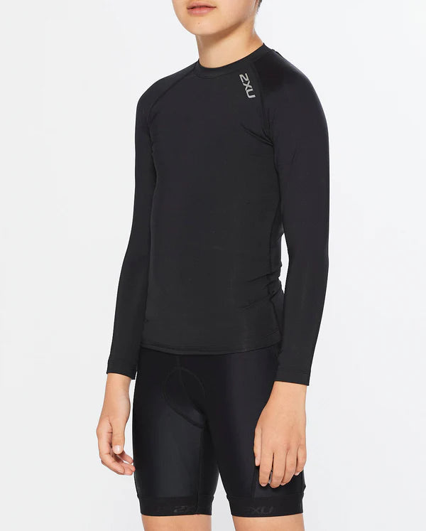 2XU Core Youth Compression Longsleeve, Kinder, Black/Silver