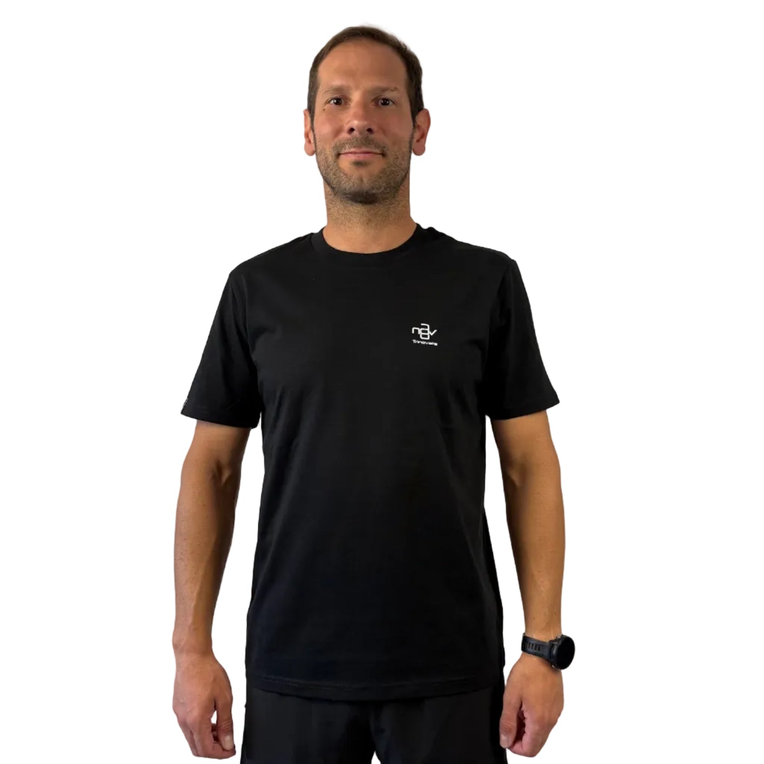 Trinovate Essential T-Shirt, Herren, schwarz, Ansicht von vorn am männlichen Modell