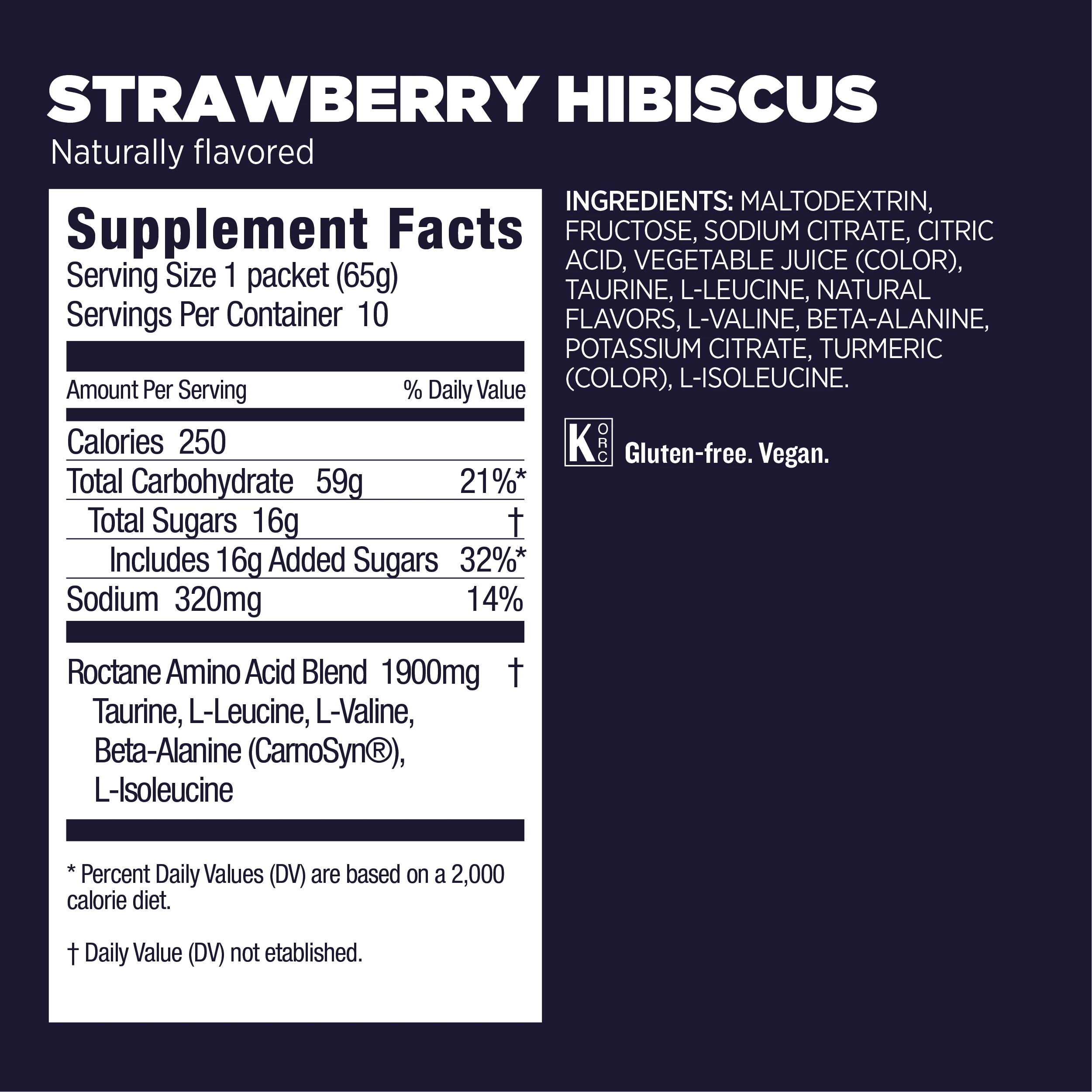 GU Roctane Drink, Strawberry Hibiscus, 65g, electrolyte powder