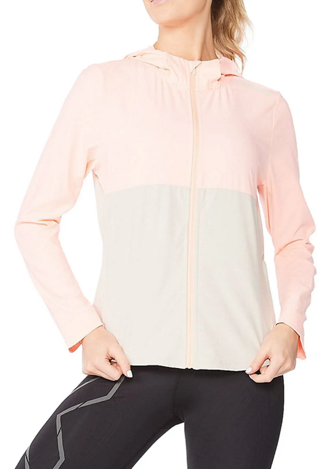 2XU Aero Jacket, Damen, Pop Coral/Oatmeal Reflective