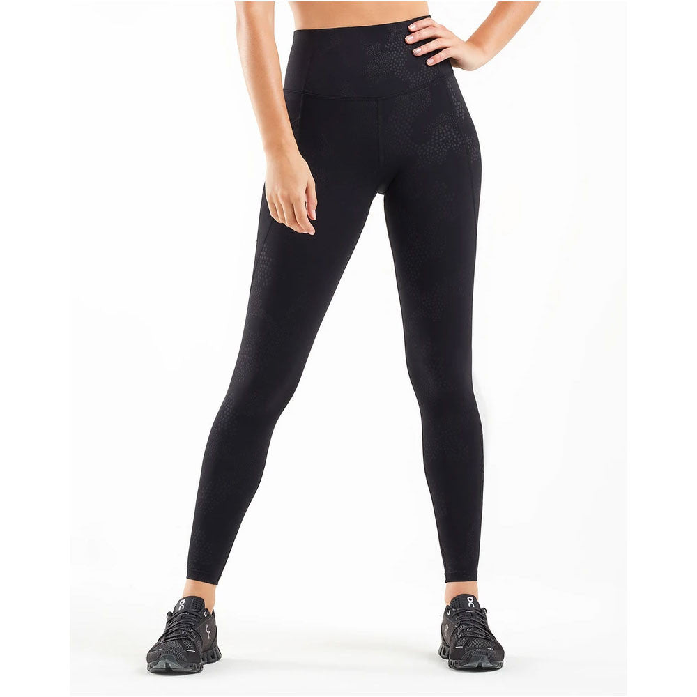 2XU Fitness New Heights Compression Tights, Damen, Laufhose, Black/Cloud Black