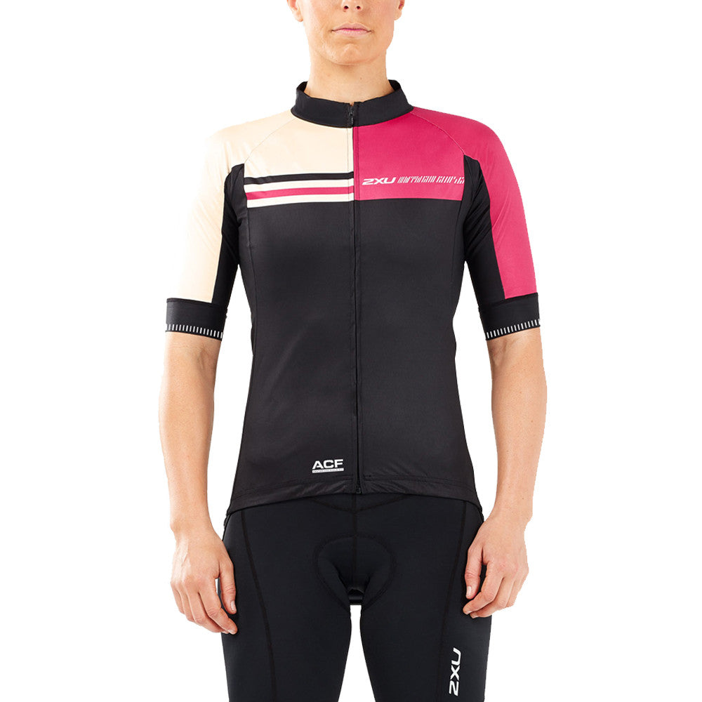 2XU Aero Winter Cycle S/S Jacket, Damen, schwarz/rot/beige