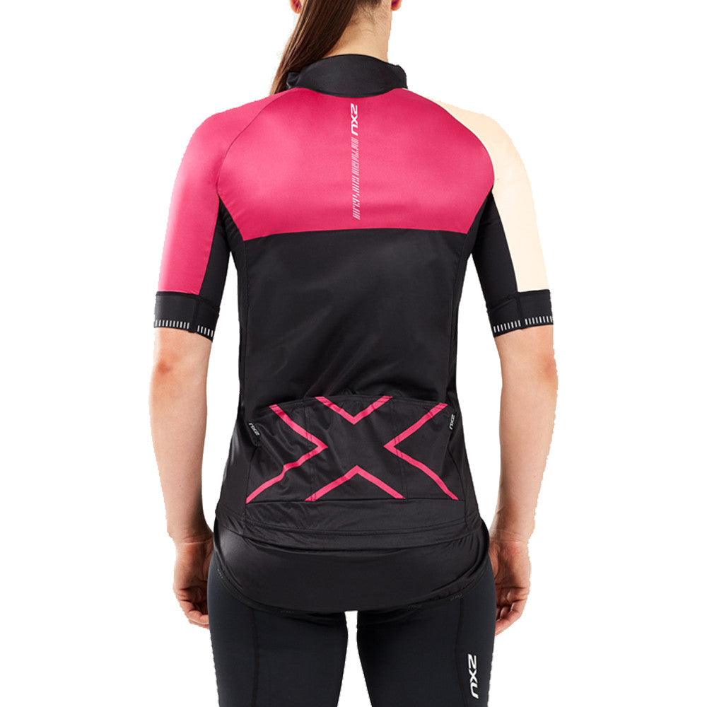 2XU Aero Winter Cycle S/S Jacket, Damen, schwarz/rot/beige