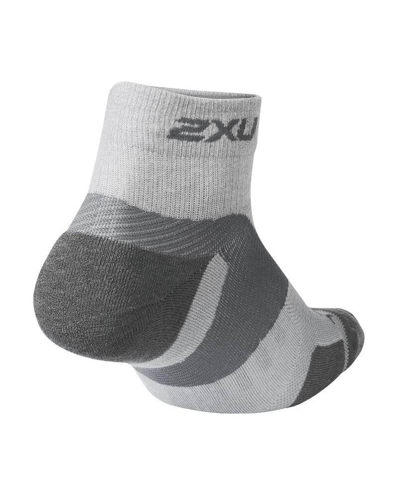 2XU VECTR Merion Light Cushion 1/4 Crew Socks, Grey/Grey