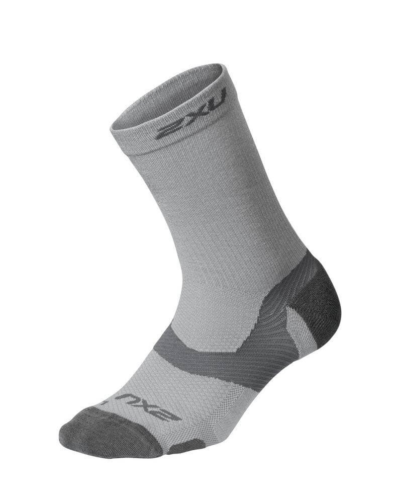 2XU VECTR Merino Light Cushion Crew Socks, Grey/Grey