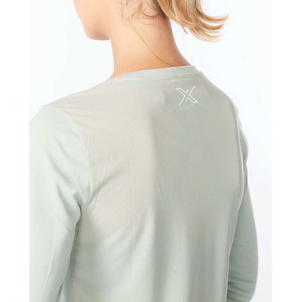 2XU Aero Longsleeve, Damen, Mineral/Mineral Reflective