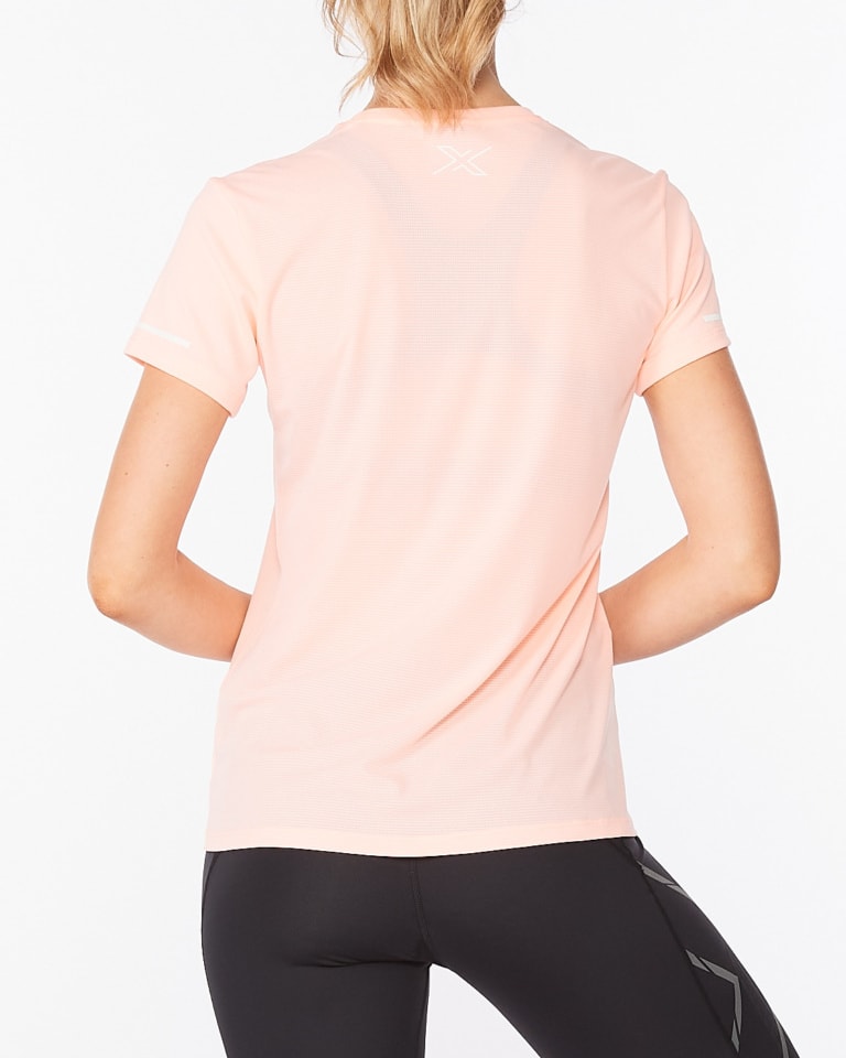 2XU Aero Tee, Laufshirt, Damen, Pop Coral/White Reflective