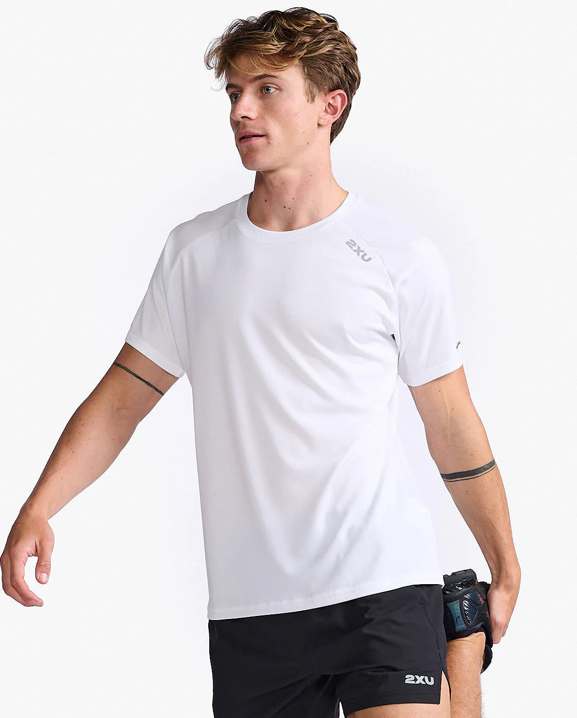 2XU XVENT Short Sleeved Tee, Herren, White/White