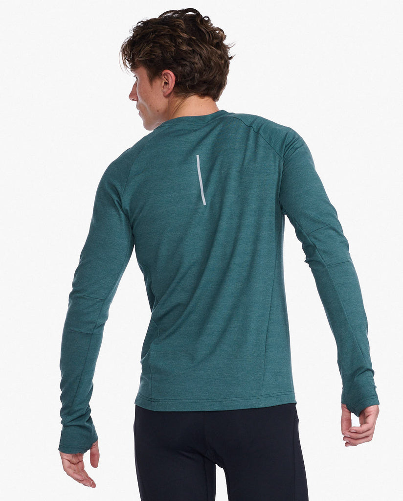 2XU Ignition Base Layer Longsleeve, Herren, Deep Jade Marle/Silver Reflective