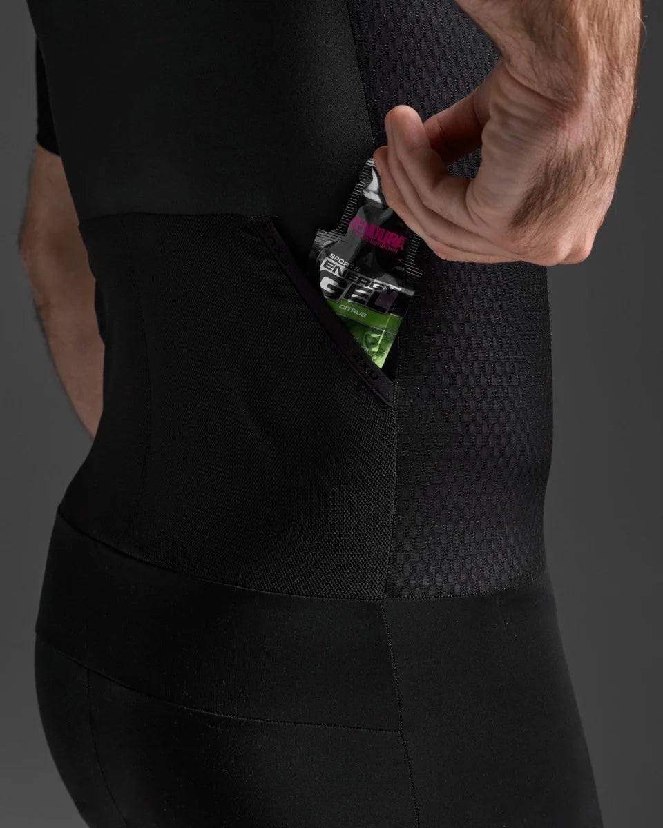 2XU Aero Hex Sleeved Trisuit, Herren, Black/White
