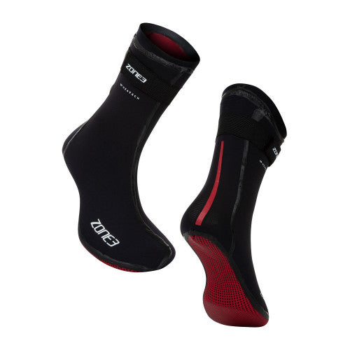 ZONE3 Neoprene Heat-Tech Warmth Swim Socks, black/red