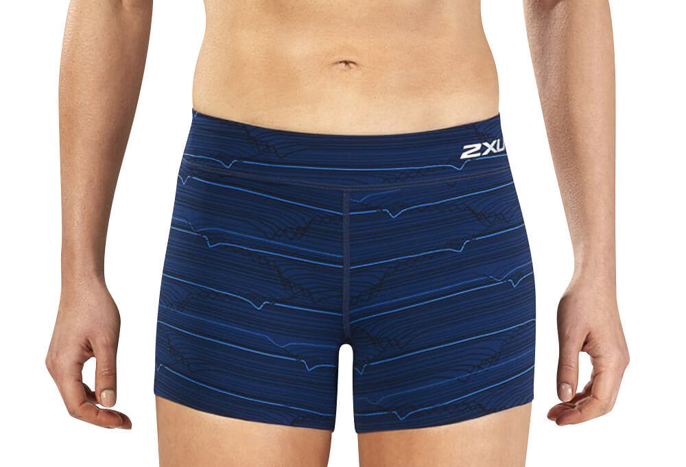 2XU Fitness Compression 4 Inch Short, Damen, Navy Blue/Muster