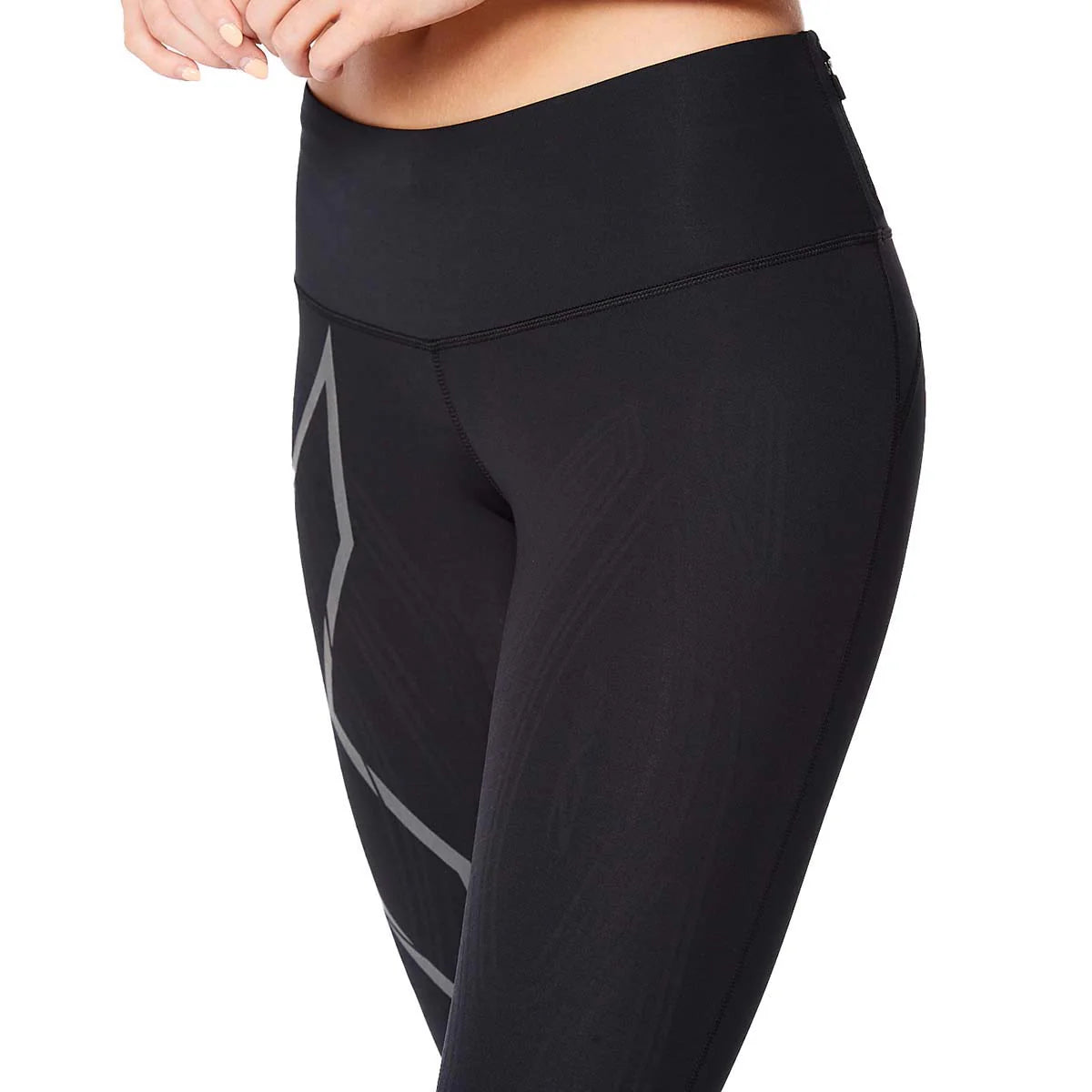 2XU Light Speed Mid-Rise Compression Tights, Damen, Laufhose, Black/Black Reflective