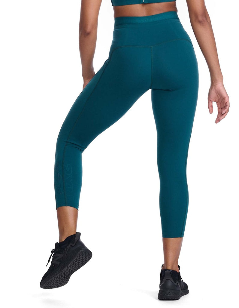 2XU Form Stash Hi-Rise Compression 7/8 Tights, Damen, Deep Jade/Deep Jade