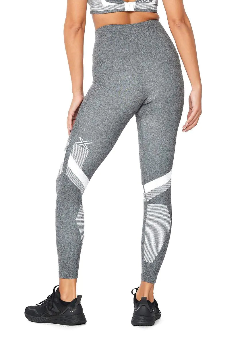 2XU Motion Tech Tights, Laufhose, Damen, Grey Marle/White