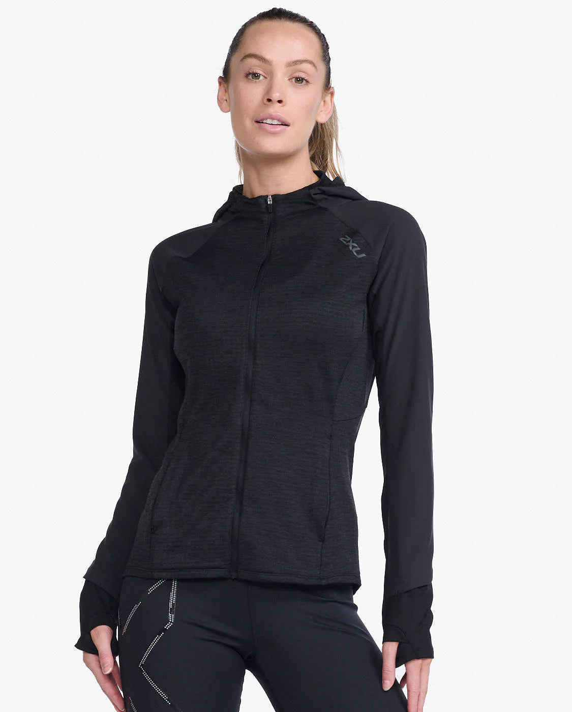 2XU Ignition Hooded Midlayer, Damen, Black/Black Reflective