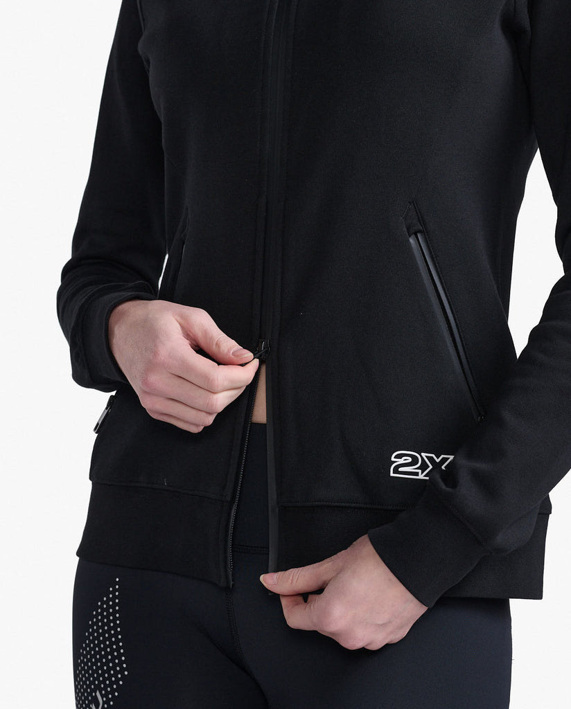 2XU Commute Full Zip Hoodie, Damen, Black/White