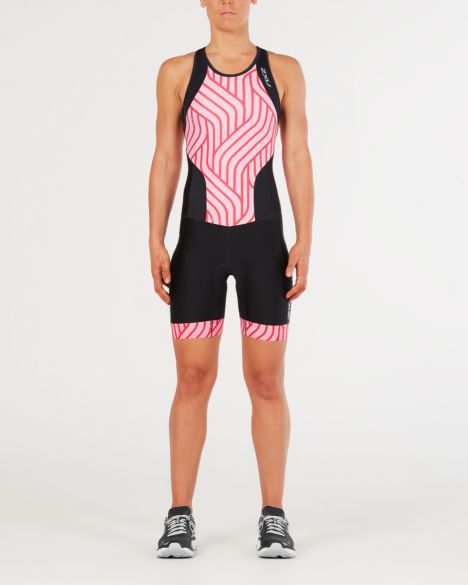 2XU Perform Y-Back Trisuit, Damen, schwarz/rosa