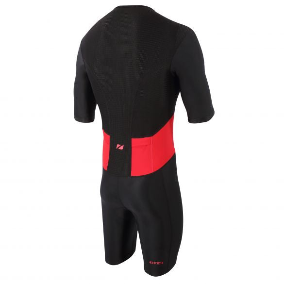 Zone3 Activate Short Sleeve Full Zip Trisuit, Herren, schwarz/rot