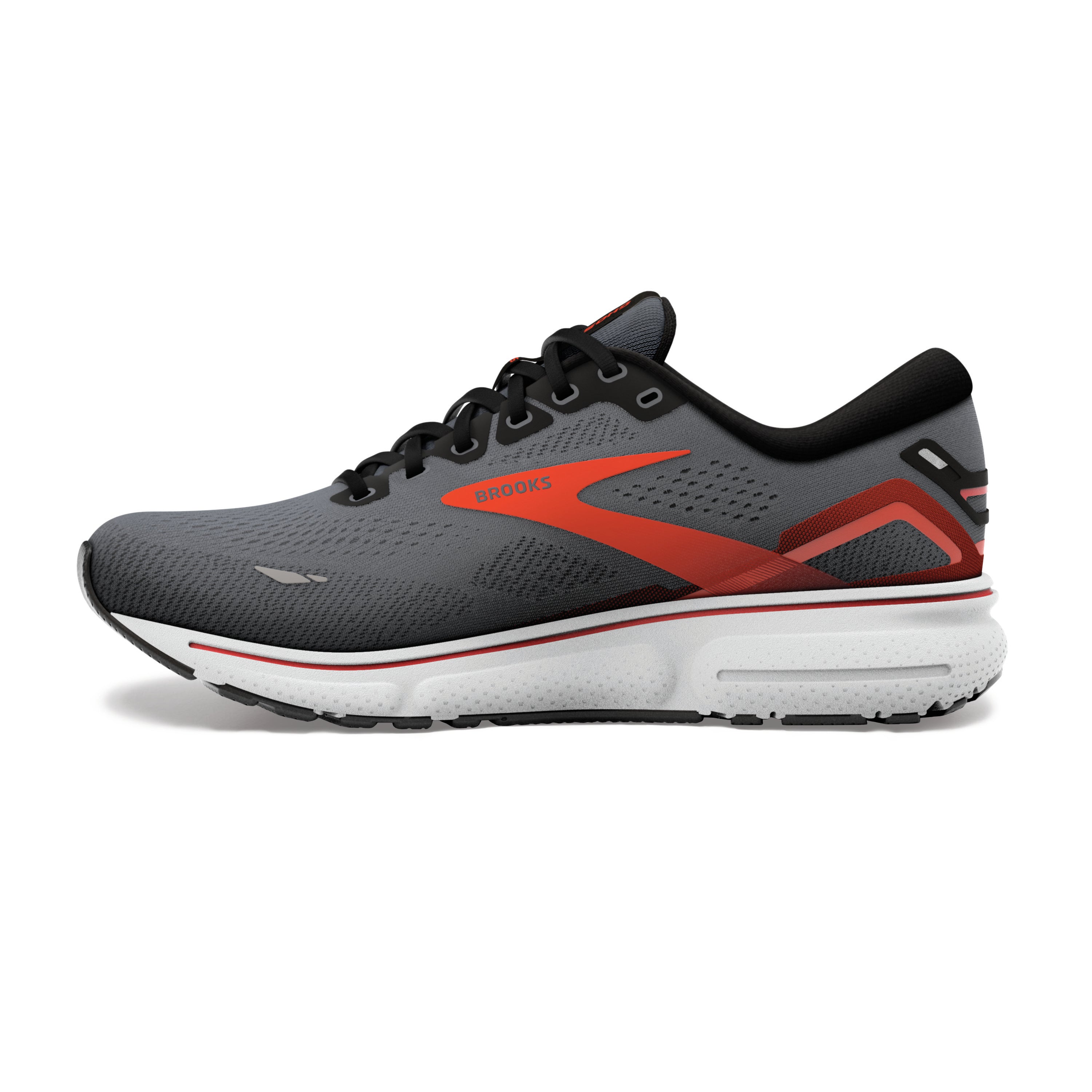 Brooks Ghost 15, Herren, ebony/black/spicy orange, grau/schwarz/orange