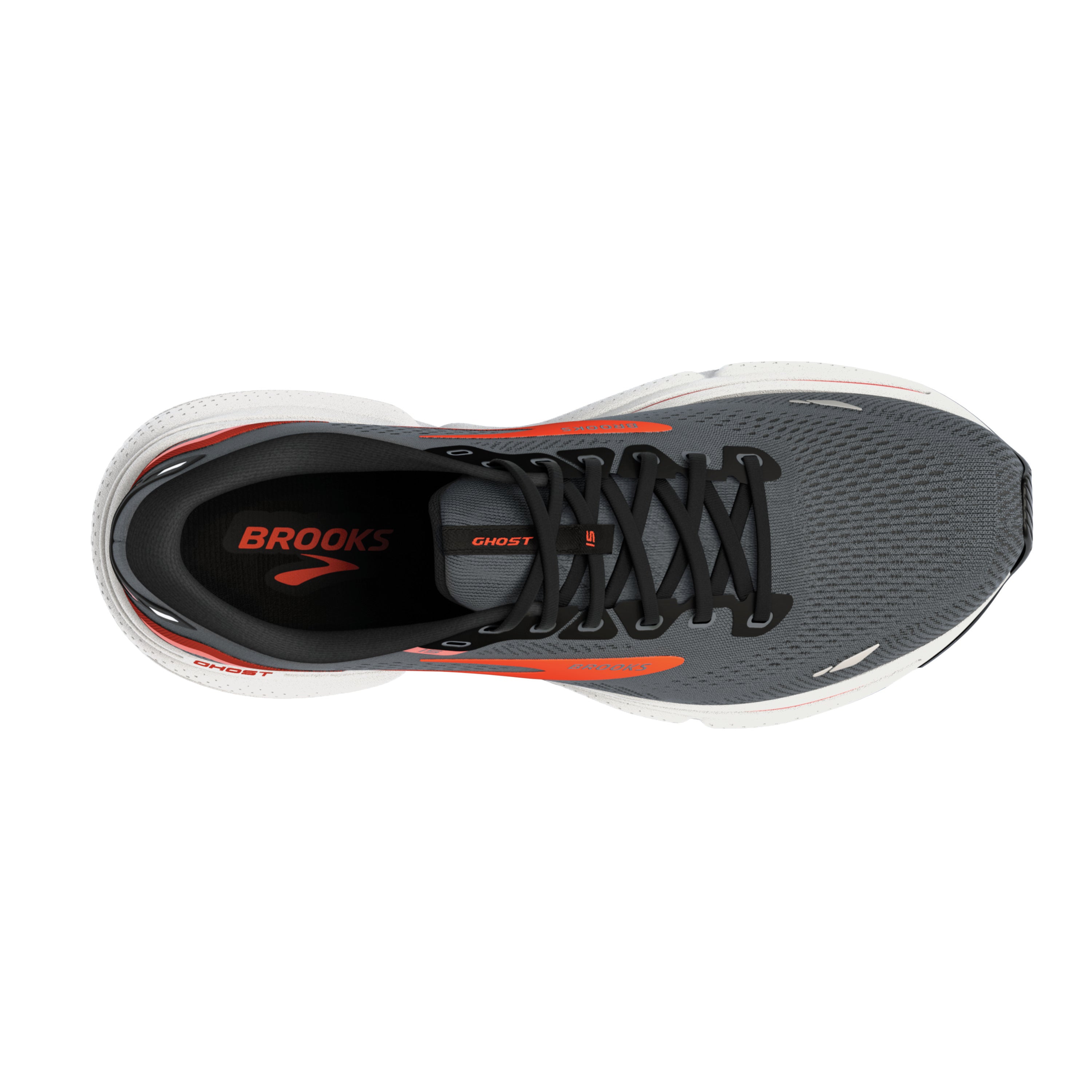 Brooks Ghost 15, Herren, ebony/black/spicy orange, grau/schwarz/orange