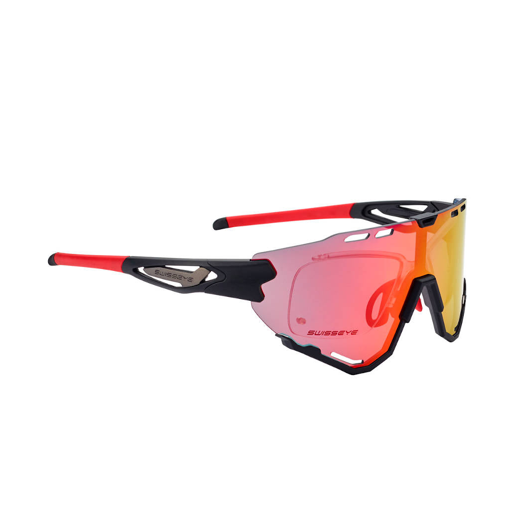 Swisseye Mantra, schwarz matt/rot, Gläser smoke BR Revo, Sportbrille, Radbrille