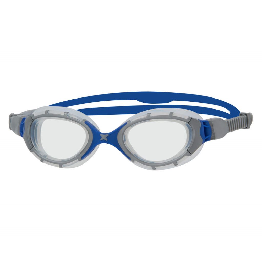 Zoggs Predator Flex, grey/blue/clear, klare Gläser, grau/blau