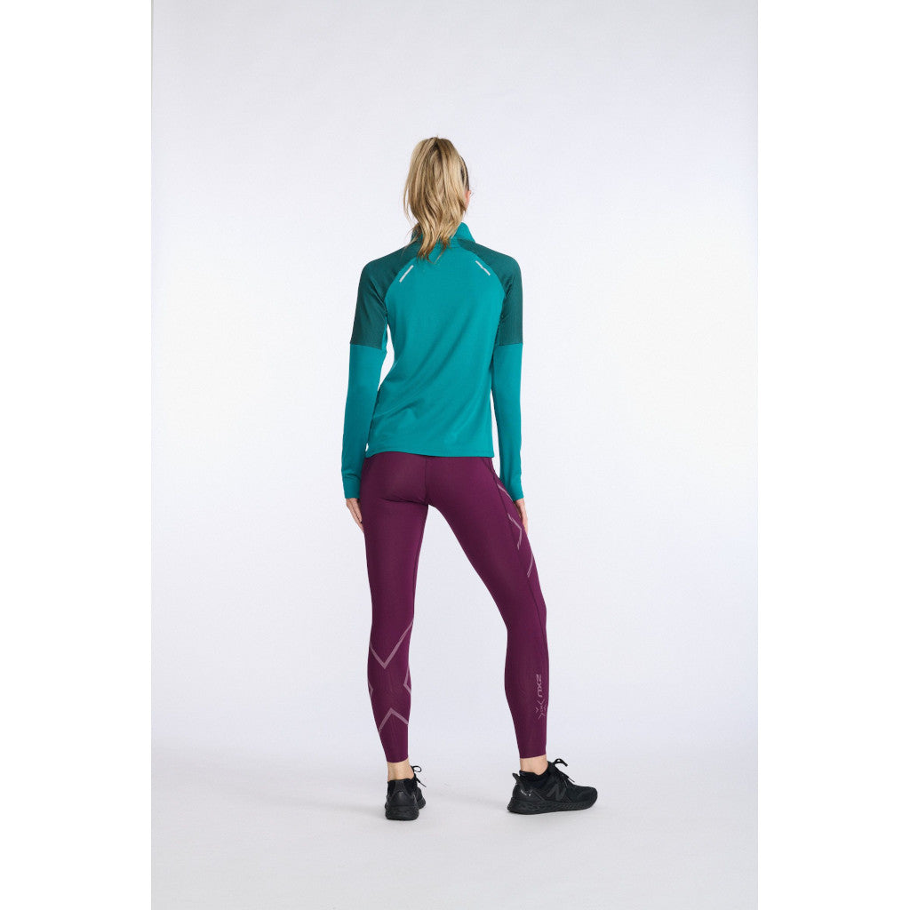 2XU Light Speed 1/2 Zip, Longsleeve, Damen, jade/silver reflective, petrol