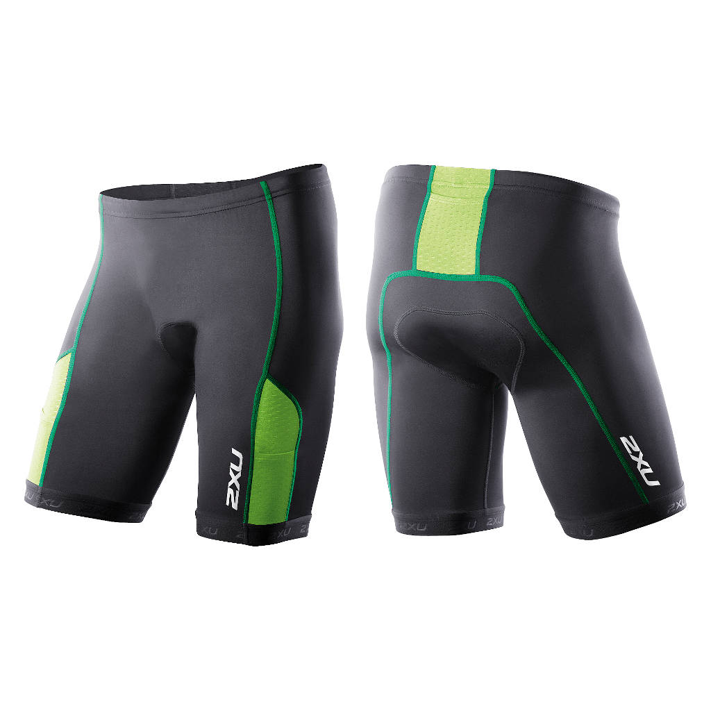 2XU Compression Tri Short 7", men, black/green