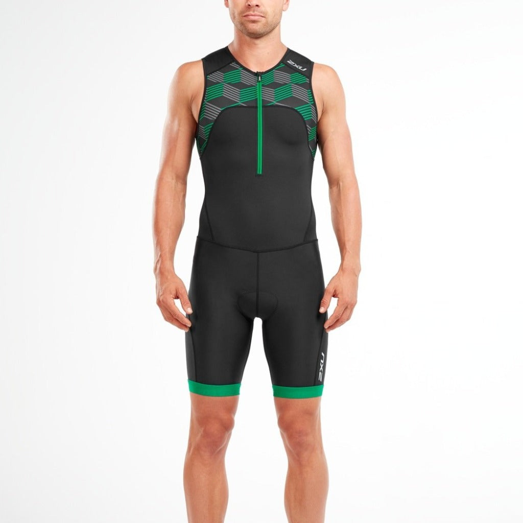 2XU Active TriSuit, Herren, Black/Retro Jolly Green